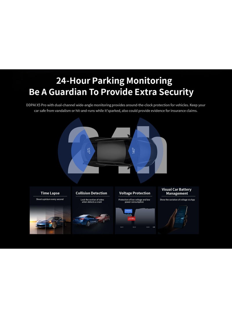 ddpai - DDPAI X5 Pro 4G Connection 4K UHD Dual Channel Recorder, WiFi,GPS,ADAS Technology Car Dash Cam - Image 1