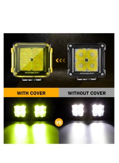Excefore 2 PCS Square LED Cube Light Covers, 3 inch Amber LED Pod Covers, Protective Polycarbonate Light Bar Lens Covers, Yellow Square Light Covers  - Image 3