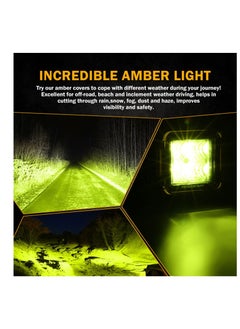 Excefore 2 PCS Square LED Cube Light Covers, 3 inch Amber LED Pod Covers, Protective Polycarbonate Light Bar Lens Covers, Yellow Square Light Covers  - Image 5