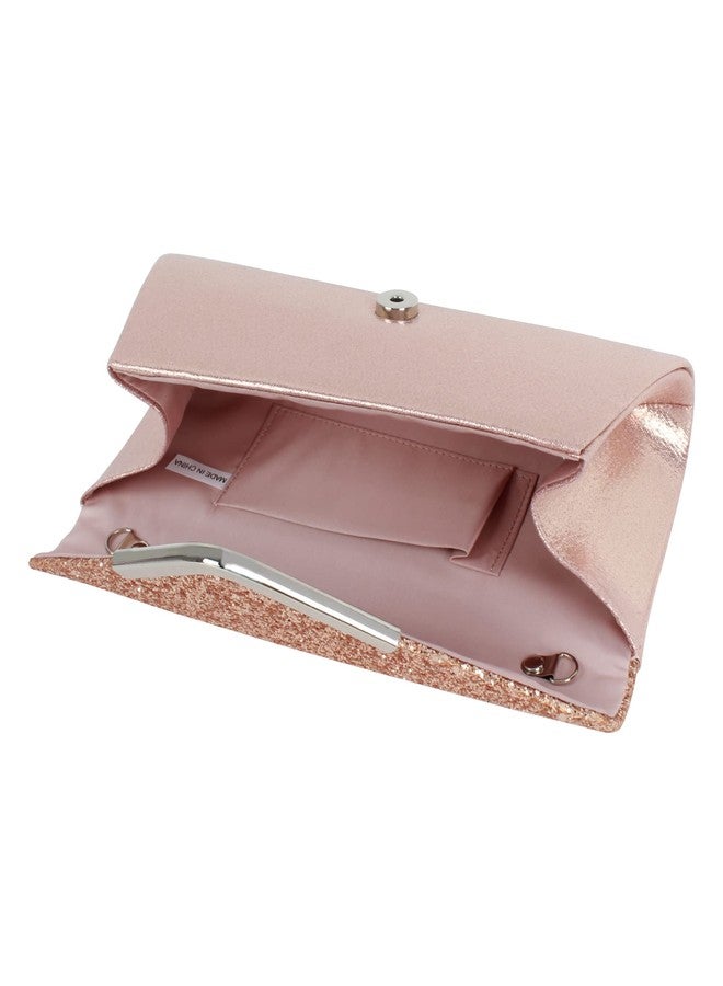 Queena Womens Shiny Sequins Evening Clutch Envelope Handbag Chain Purse for Wedding Party Prom Gift for Mom Wife Girlfriend Pink, Pink - Image 5