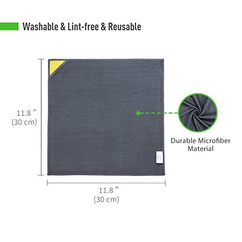 loukin 4 Pack Magnetic Whiteboard Cleaning Cloth, Dry Erase Cleaning Cloth for Classroom, Home and Office Use, Reusable & Washable, Gray, 12" x 12", 1 Bottle of 3.4 fl oz Whiteboard Cleaner Included - Image 2