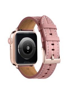 Replacement Strap Fluted Leather Strap For Apple Watch Ultra 49mm / Series 8&7 45mm / SE 2&6&SE&5&4 44mm / 3&2&1 42mm Dark Pink