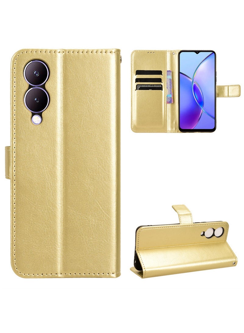 Vivo Y17s 4G Case Cover Soft Quality Leather Flip Folio Wallet With Card Slots Holder Stand Back Cover Drop-Proof Shock-Proof Protective Cell Phone Back Accessories Protection  - Image 2