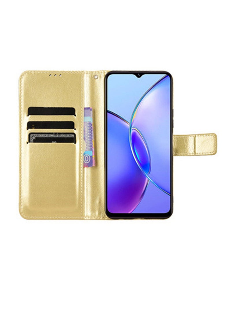 Vivo Y17s 4G Case Cover Soft Quality Leather Flip Folio Wallet With Card Slots Holder Stand Back Cover Drop-Proof Shock-Proof Protective Cell Phone Back Accessories Protection  - Image 4