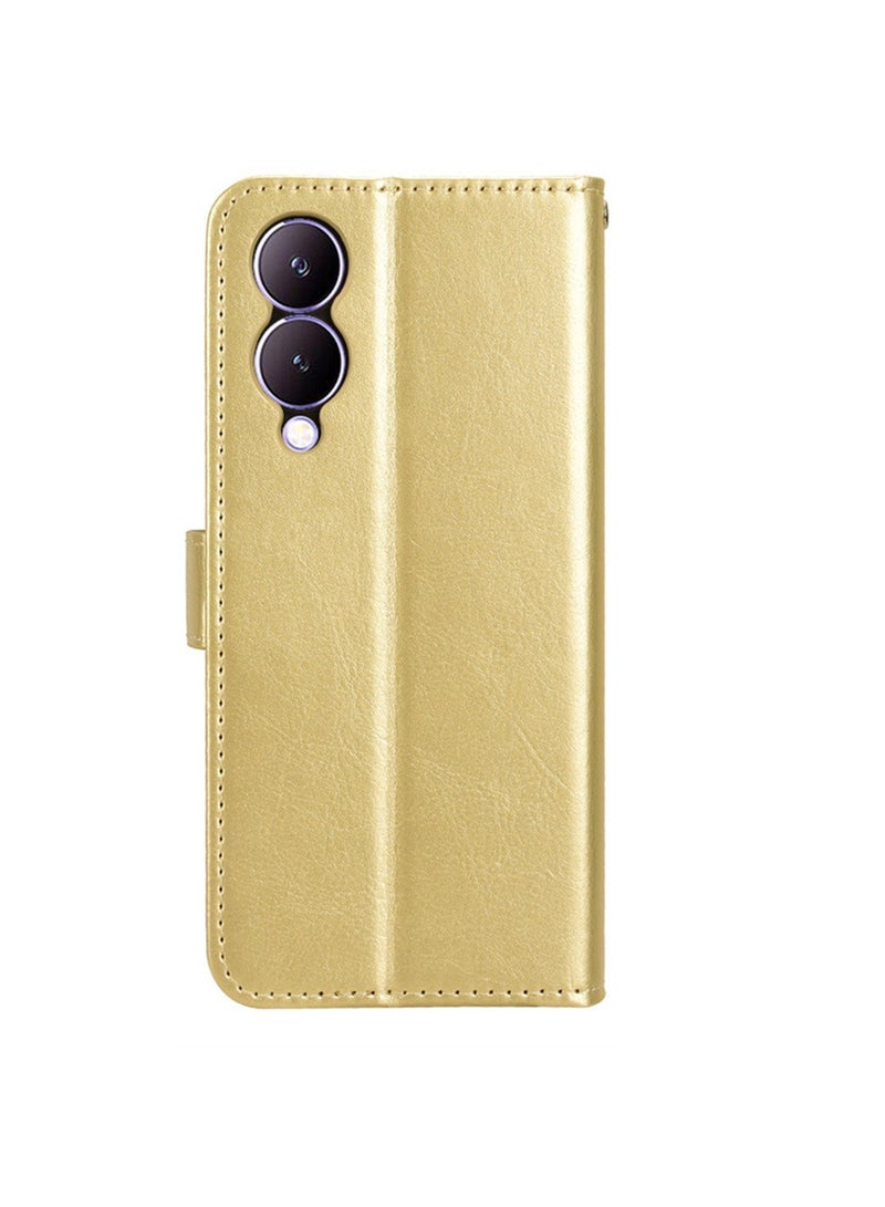 Vivo Y17s 4G Case Cover Soft Quality Leather Flip Folio Wallet With Card Slots Holder Stand Back Cover Drop-Proof Shock-Proof Protective Cell Phone Back Accessories Protection  - Image 3