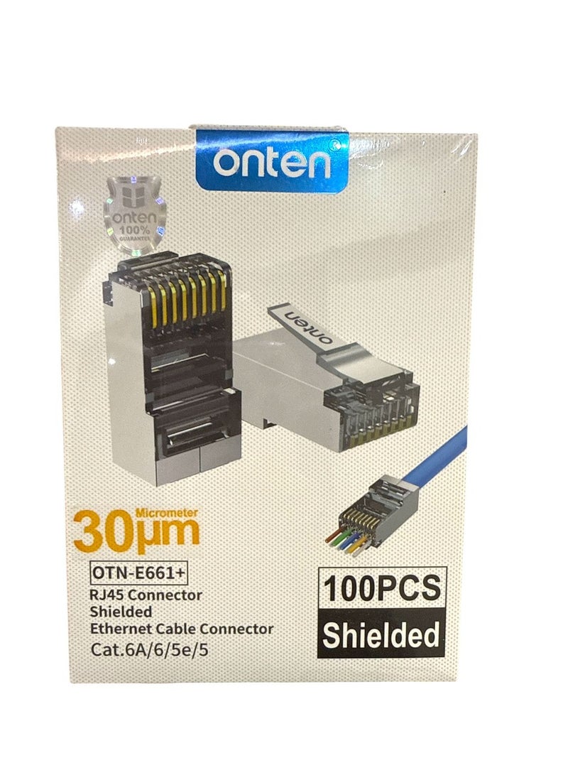 أونتن 100 قطعة RJ45 30UM موصل كابل إيثرنت محمي بموصل إيثرنت Cat.6A/6/5e - Image 2