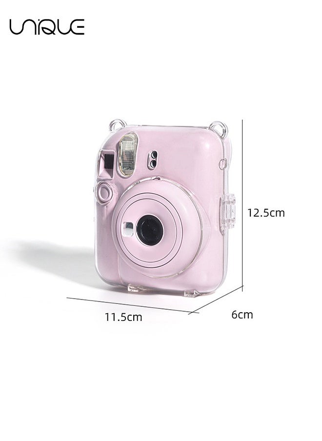 Unique - 3 Pack Clear Camera Case Compatible with Fujifilm Instax Mini 12 Instant Camera, Clear Instax Mini 12 Case with Photo Pocket Holds and Adjustable Shoulder Strap & Cute Camera Sticker (Blue) - Image 1