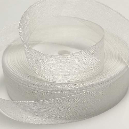 Chenkou Craft 50yard/roll 1"(25mm) White Organza Ribbon DIY Craft Wedding Supply (1", white01) - Image 3