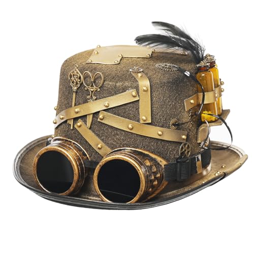GRACEART Unisex Steampunk Top Hats with Goggles for Women Men - Image 1