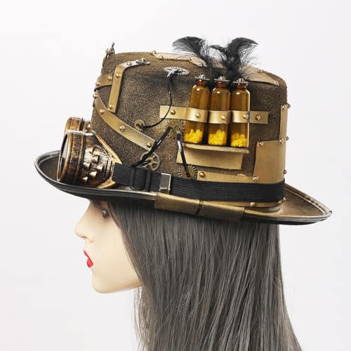 GRACEART Unisex Steampunk Top Hats with Goggles for Women Men - Image 4