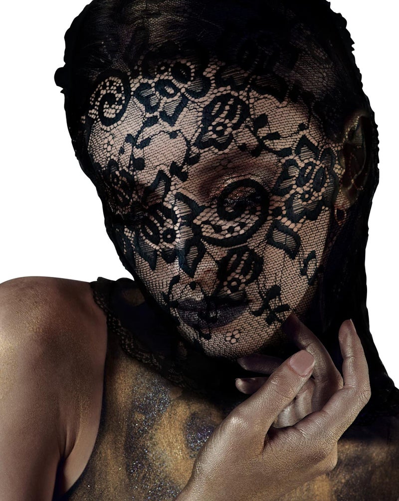 JEGERMIG Lace Hole Full Face Mask Gothic Sexy Halloween Adult Spandex Cloth Cosplay Mask - Image 1