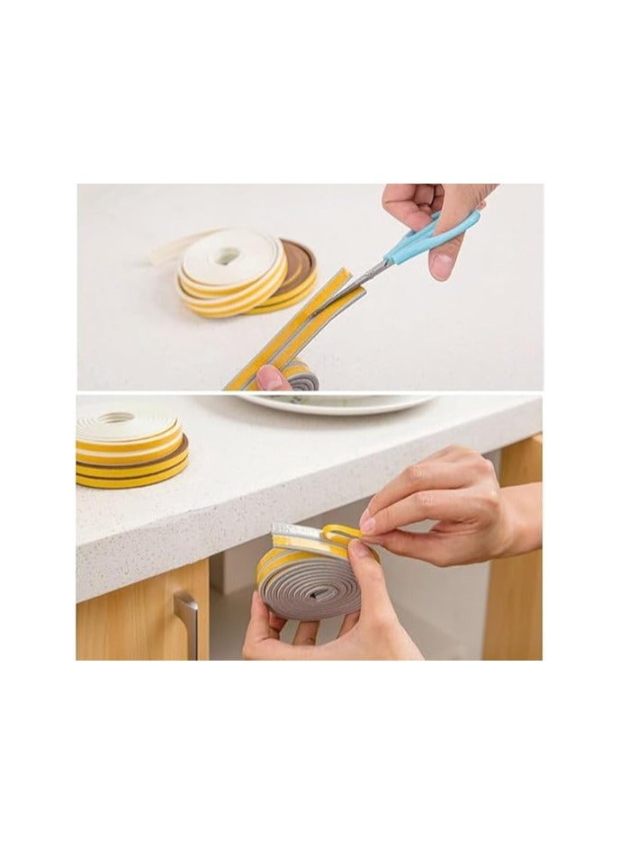 Durable Self-Adhesive Foam Door and Window Seal Strip, 5M Weatherproofing Soundproof Strips, Collision Avoidance, Weather Stripping for Doors and Windows, Easy to Install, Brown  - Image 3