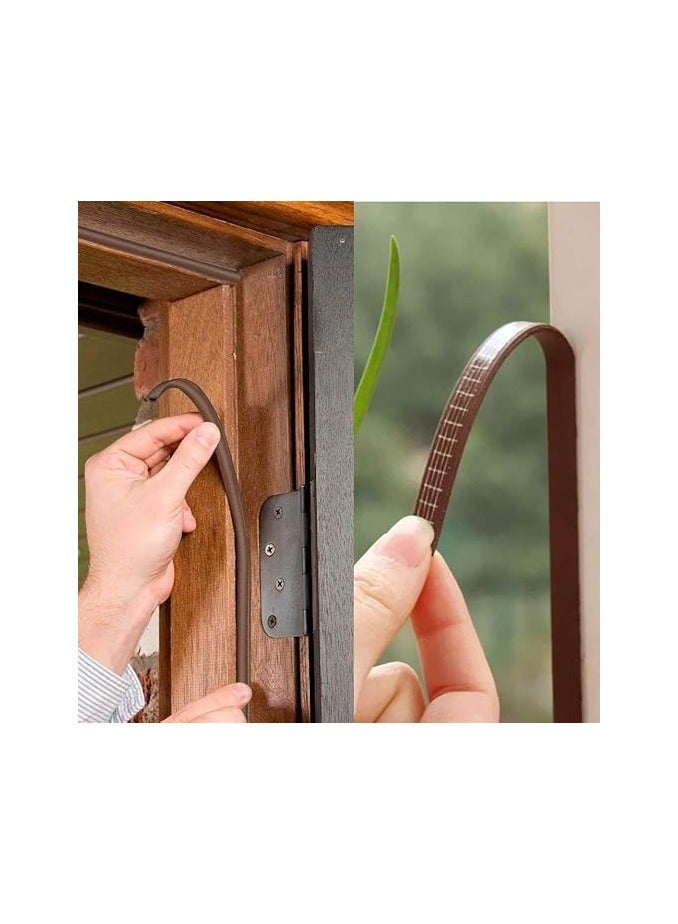 Durable Self-Adhesive Foam Door and Window Seal Strip, 5M Weatherproofing Soundproof Strips, Collision Avoidance, Weather Stripping for Doors and Windows, Easy to Install, Brown  - Image 4