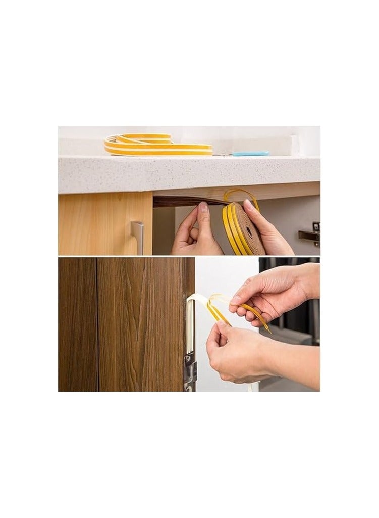 Durable Self-Adhesive Foam Door and Window Seal Strip, 5M Weatherproofing Soundproof Strips, Collision Avoidance, Weather Stripping for Doors and Windows, Easy to Install, Brown  - Image 5