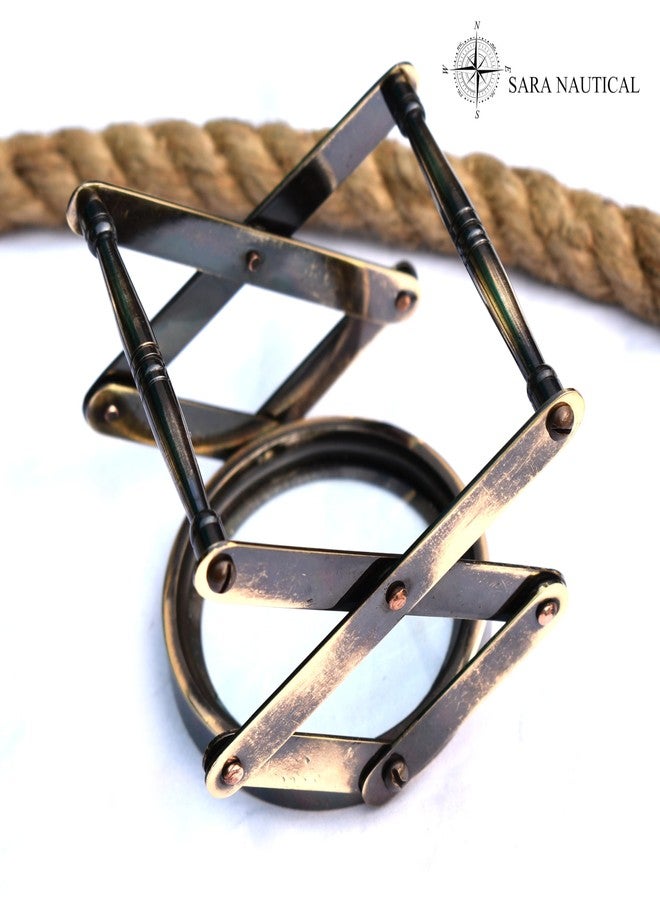 Sara Nautical Antique Brass Folding Magnifier, 10X Magnification, Vintage Retro Style, Foldable Stand, Reading and Inspection Tool - Image 5