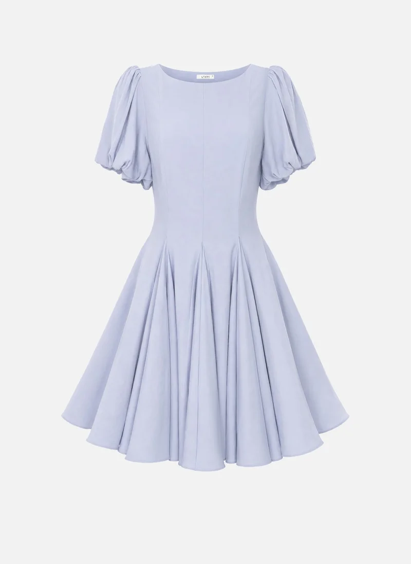 Lichi Viscose mini dress with puff sleeves and voluminous skirt