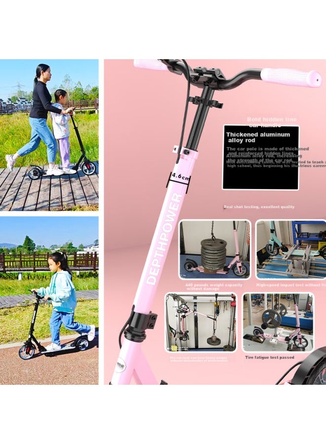 Depthpower Adult And Kids Scooter With Three Shock Absorbers, Foldable With Dual Brakes, Flagship Black With Gift - Image 4
