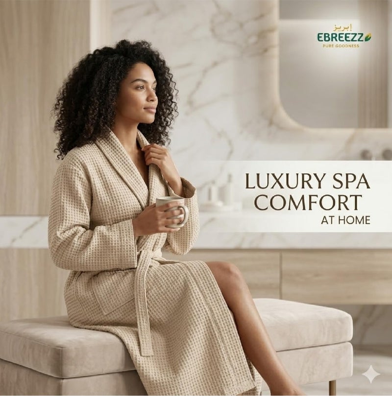 EBREEZZ Premium Waffle Cotton Bathrobe – 280 GSM - Image 3