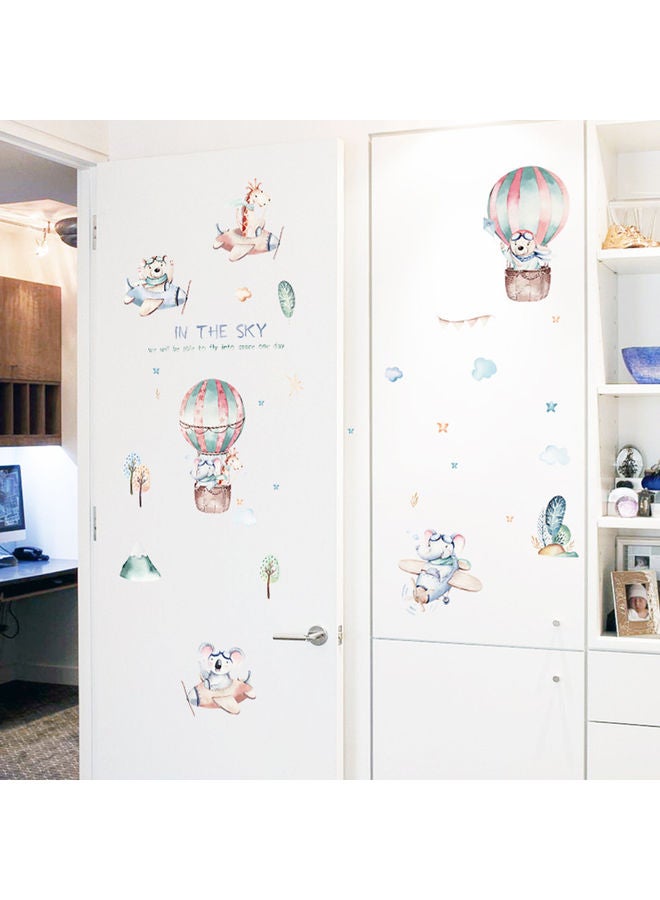 NIBEMINENT Cartoon Animal Aircraft Pattern Wall Sticker For Kindergarten Multicolour - Image 4