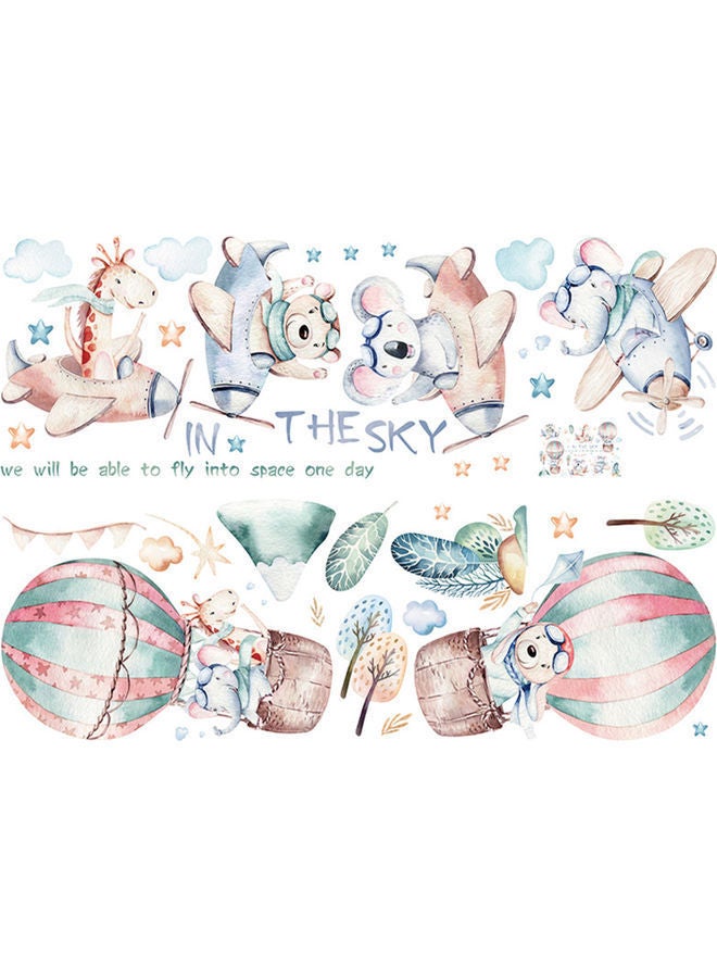 NIBEMINENT Cartoon Animal Aircraft Pattern Wall Sticker For Kindergarten Multicolour - Image 1