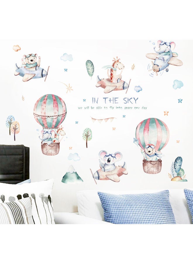 NIBEMINENT Cartoon Animal Aircraft Pattern Wall Sticker For Kindergarten Multicolour - Image 2