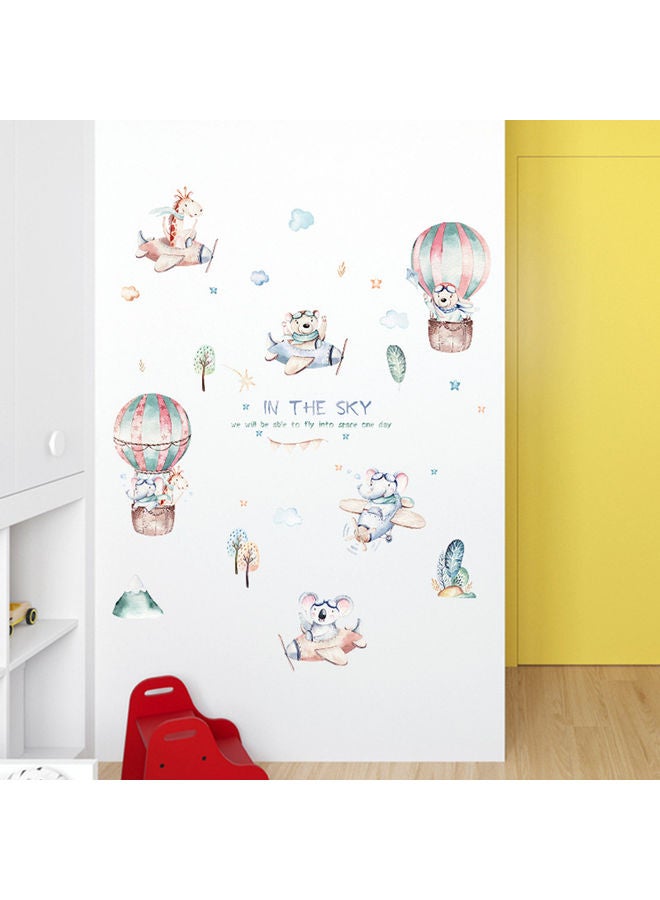 NIBEMINENT Cartoon Animal Aircraft Pattern Wall Sticker For Kindergarten Multicolour - Image 3