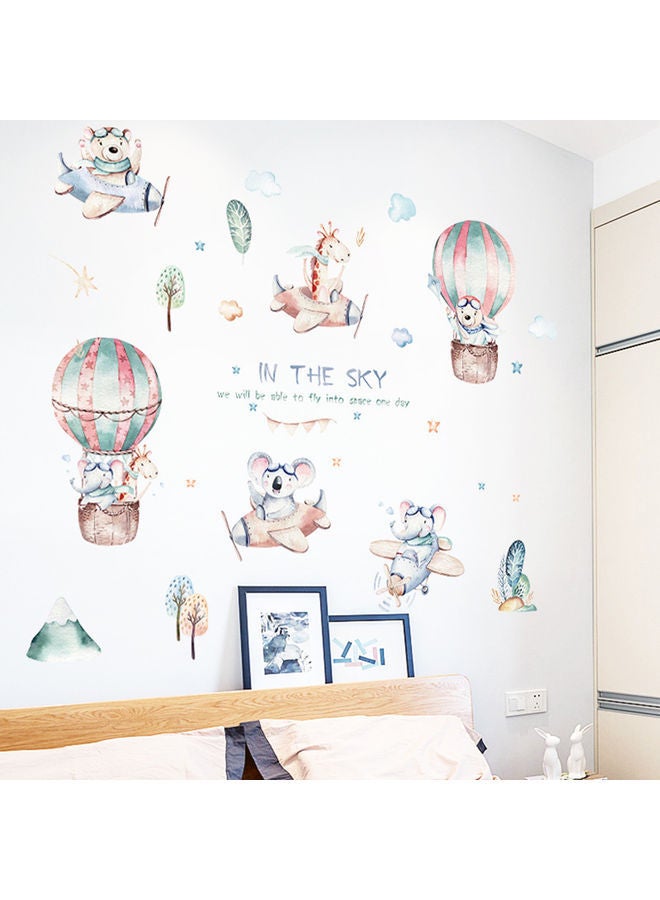 NIBEMINENT Cartoon Animal Aircraft Pattern Wall Sticker For Kindergarten Multicolour - Image 5