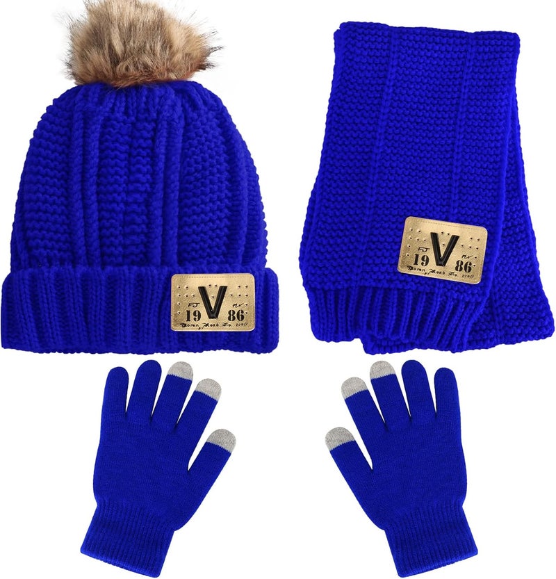 Runloon Kids Knit Hat/Scarf/Gloves Set,Winter Warm Set with Beanie and Long Scarf - Image 1