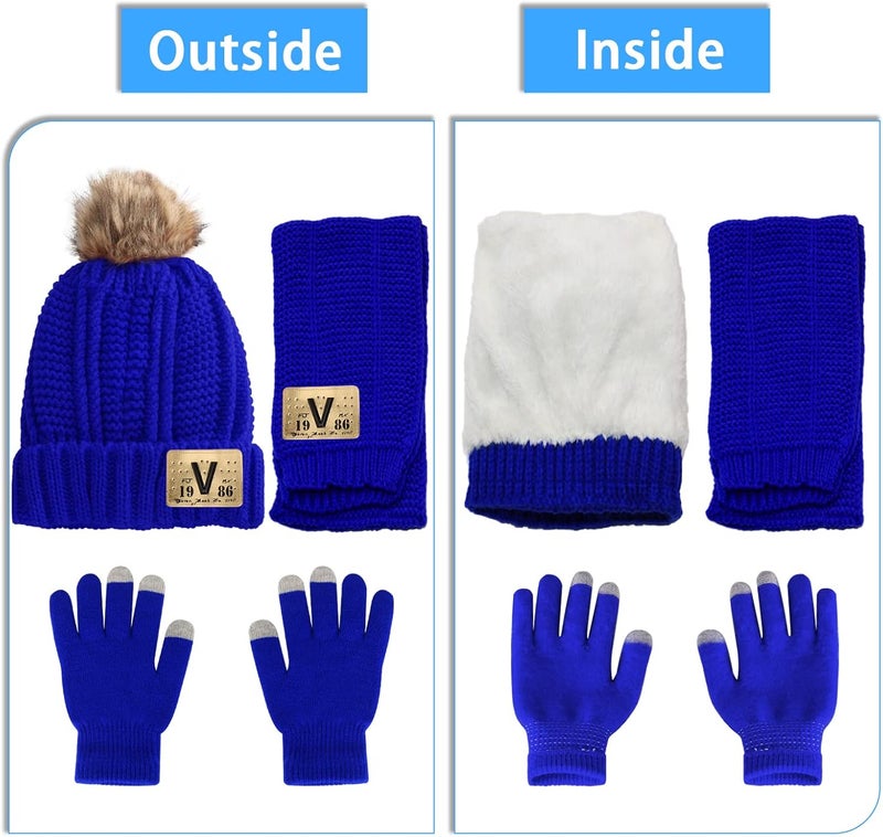 Runloon Kids Knit Hat/Scarf/Gloves Set,Winter Warm Set with Beanie and Long Scarf - Image 5