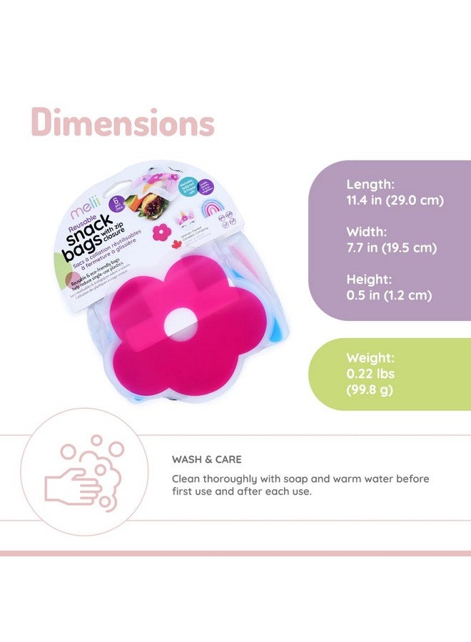 melii Shaped Reusable Snack Bags. Pack of 6 Leakproof bags for Sandwiches, Snacks, Food Storage and More - Unicorn, Flower, Rainbow - Image 3