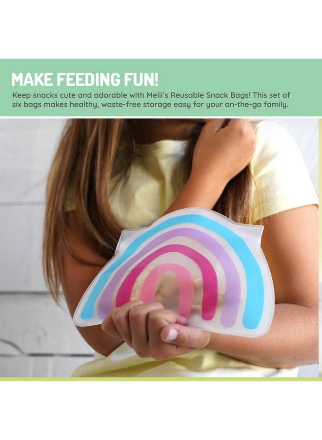 melii Shaped Reusable Snack Bags. Pack of 6 Leakproof bags for Sandwiches, Snacks, Food Storage and More - Unicorn, Flower, Rainbow - Image 4