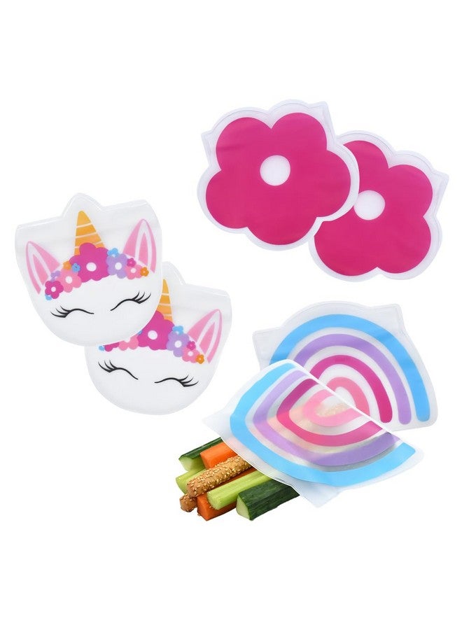 melii Shaped Reusable Snack Bags. Pack of 6 Leakproof bags for Sandwiches, Snacks, Food Storage and More - Unicorn, Flower, Rainbow - Image 1