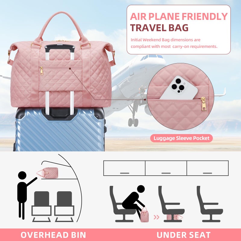CLOUDWINGS Easter Gifts for Teen Girl, Initial Travel Duffle Bag, Personalized Women Weekender Overnight Bags, Gift for Daughter Kid Girl Wife Friendï¼ˆPink,A) - Image 5