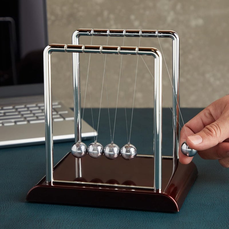 Juvale Newton's Cradle Balance Pendulum - Physics Learning Desk Toy with Swinging Kinetic Balls - Image 3