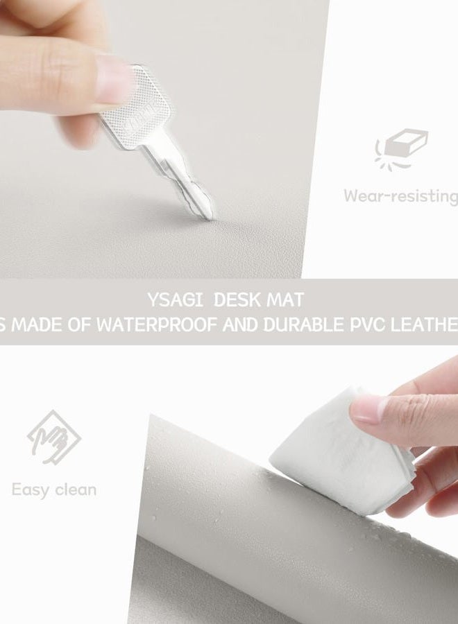 YSAGi Non-Slip Desk Pad, Waterproof PVC Leather Desk Table Protector, Ultra Thin Large Mouse Pad, Easy Clean Laptop Desk Writing Mat for Office Work/Home/Decor (Apricot Gray, 31.5" x 15.7") - Image 4