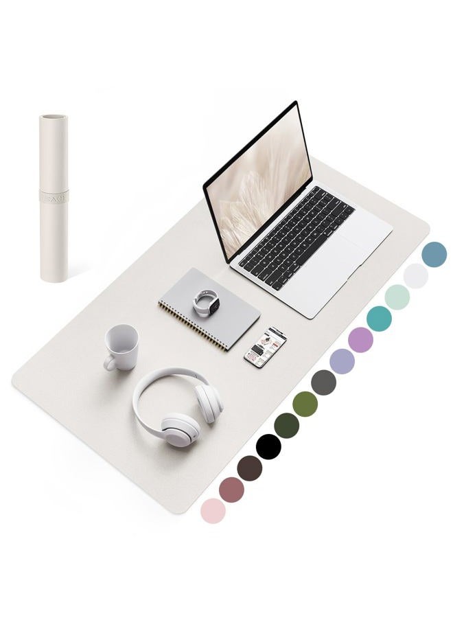 YSAGi Non-Slip Desk Pad, Waterproof PVC Leather Desk Table Protector, Ultra Thin Large Mouse Pad, Easy Clean Laptop Desk Writing Mat for Office Work/Home/Decor (Apricot Gray, 31.5" x 15.7") - Image 1