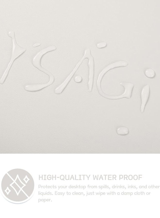 YSAGi Non-Slip Desk Pad, Waterproof PVC Leather Desk Table Protector, Ultra Thin Large Mouse Pad, Easy Clean Laptop Desk Writing Mat for Office Work/Home/Decor (Apricot Gray, 31.5" x 15.7") - Image 3