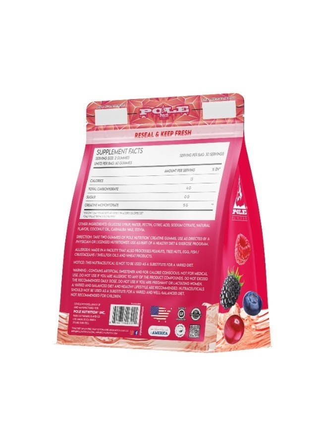 POLE NUTRITION Creatine Gummies 5000mg - Muscle Strength & Performance (Mixed Berry) - Image 2