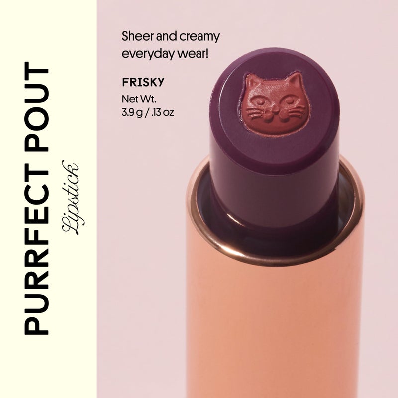 Winky Lux Purrfect Pout Lipstick, Semi Sheer Creamy Lipstick With Jojoba Oil and Vitamin E, Subtle Berry Natural Lipstick, Frisky - Image 2