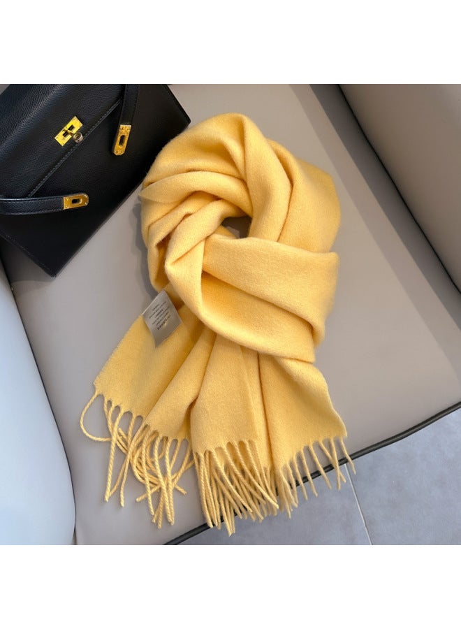 White Pure Wool Scarf Female Winter Student Warm Scarf New Versatile Tassel Narrow Scarf Couple
