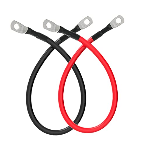 TUELETFU كابلات بطارية 6 AWG كابل عاكس طاقة بطارية 6 قياس مع لقم نحاسية مغطاة بالقصدير بحجم 5/16 بوصة في كلا الطرفين للسفن البحرية والقوارب وRV والسيارات والدراجات النارية 2 قطعة (9 بوصة) - Image 5