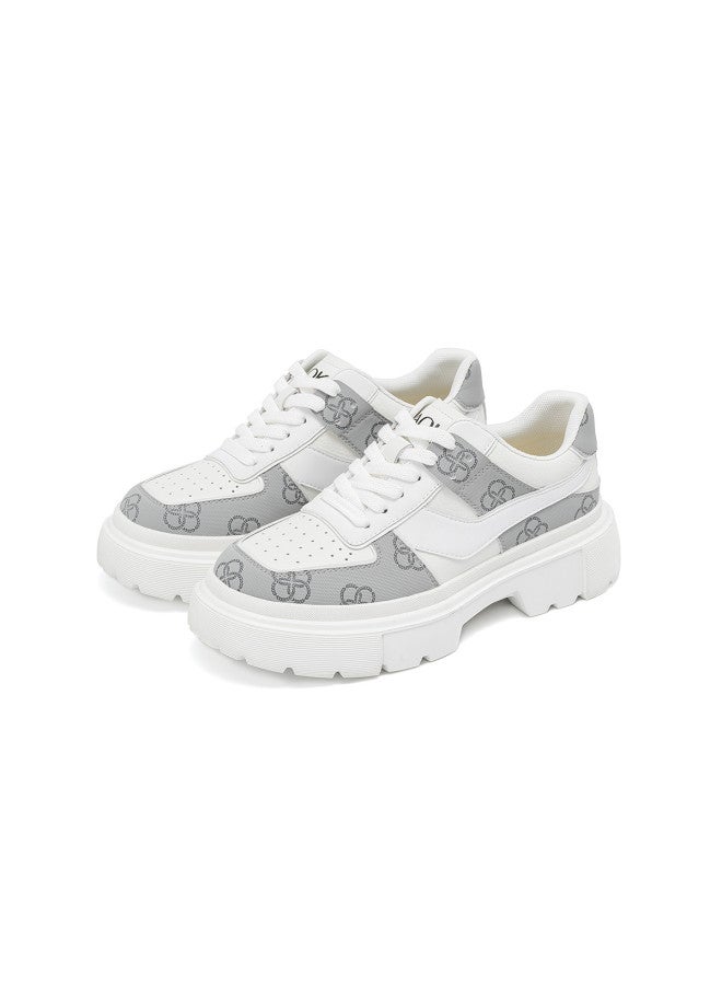 AOKANG Sports Leather Shoes】 Women's Shoes Spring Sports Leather Shoes Casual Sneakers With Color Blocking, Trendy Cushioning, And Comfortable Leisure Wear For Women - Image 2