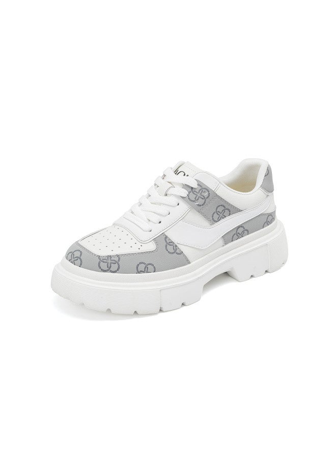 AOKANG Sports Leather Shoes】 Women's Shoes Spring Sports Leather Shoes Casual Sneakers With Color Blocking, Trendy Cushioning, And Comfortable Leisure Wear For Women - Image 3