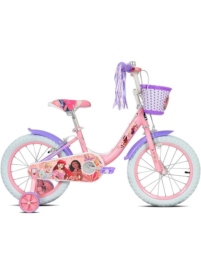 Spartan | 16" Disney Princess Magical Bicycle for Girls Removable Training Wheels, Adjustable Seat, Front Basket, Rear Mudguard, Steel Frame, Official Disney Graphics Pink (SP-3236) | Pink | Ages 4 to 6 - Image 3