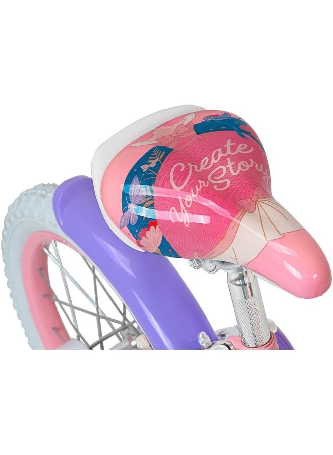 Spartan | 16" Disney Princess Magical Bicycle for Girls Removable Training Wheels, Adjustable Seat, Front Basket, Rear Mudguard, Steel Frame, Official Disney Graphics Pink (SP-3236) | Pink | Ages 4 to 6 - Image 4
