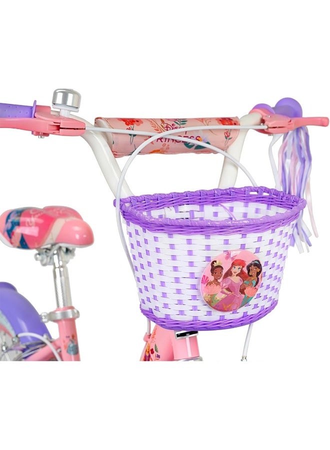 Spartan | 16" Disney Princess Magical Bicycle for Girls Removable Training Wheels, Adjustable Seat, Front Basket, Rear Mudguard, Steel Frame, Official Disney Graphics Pink (SP-3236) | Pink | Ages 4 to 6 - Image 2