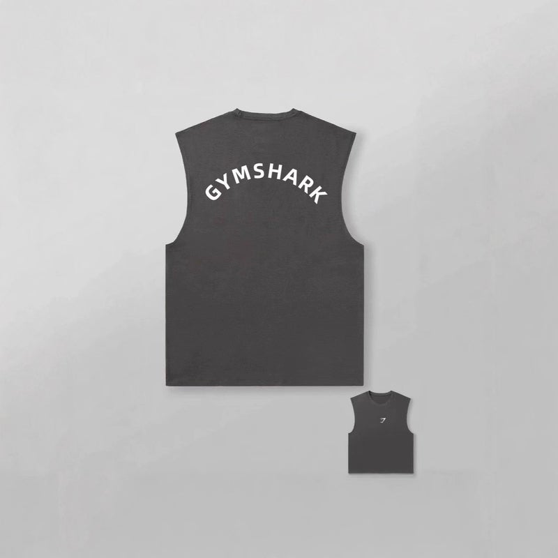 GYMSHARK Men's Cotton Vest for Fitness Training Running Cycling T-Shirt Summer Comfortable Breathable Muscle Shark - Image 1