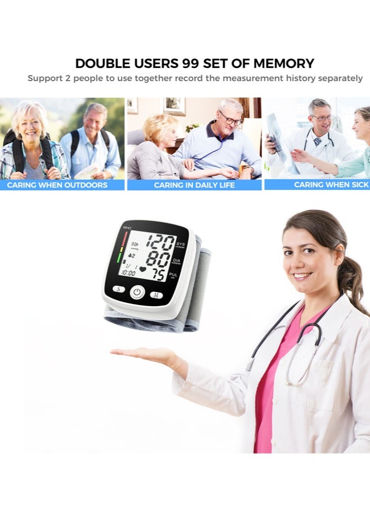 جوشبيرغ - جهاز قياس ضغط الدم المزدوج المستخدمين x99 قراءات آلة ضغط الدم مع صوت قابل للتعديل المعصم الكفة BP مراقب للاستخدام المنزلي مع حقيبة حمل - Image 1