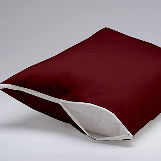 MAHAVEER COTTON Mahaveer Cotton Waterproof Pillow Protector Zippered Pillow Encasement Maroon Zippered Pillow Protectors 24 X 24 Inch  - Image 4