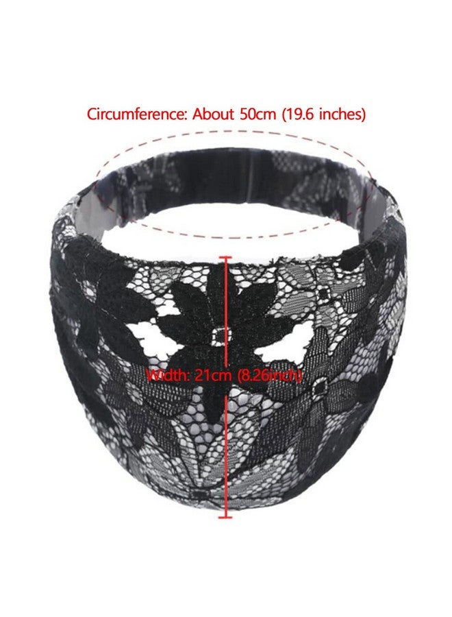 FZBNSRKO 4 Pack Lace Elastic Headbandselastic Fashion Headbands Elastic Soft Wide Lace Hairband National Flower Headwrap Hair Accessories For Women Girls Teens(Random Color) - Image 2